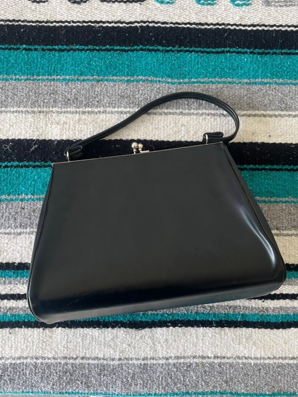 Vintage Black Patent Leather Handbag